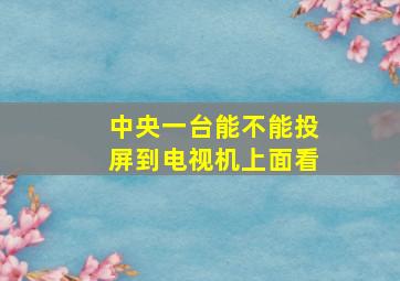 中央一台能不能投屏到电视机上面看