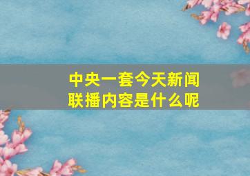 中央一套今天新闻联播内容是什么呢