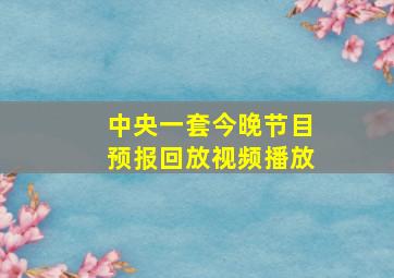 中央一套今晚节目预报回放视频播放