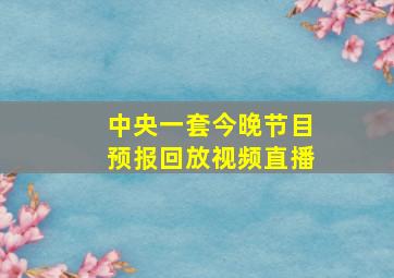 中央一套今晚节目预报回放视频直播