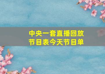 中央一套直播回放节目表今天节目单