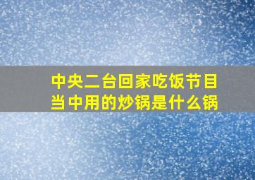 中央二台回家吃饭节目当中用的炒锅是什么锅