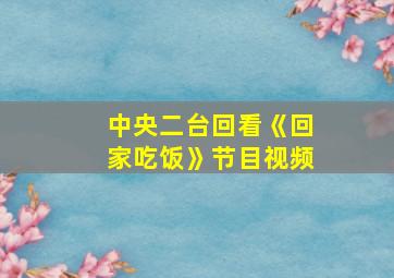 中央二台回看《回家吃饭》节目视频