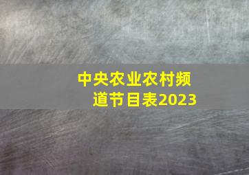 中央农业农村频道节目表2023