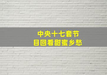 中央十七套节目回看甜蜜乡愁