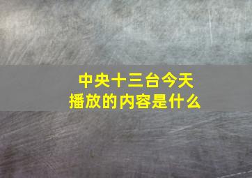 中央十三台今天播放的内容是什么