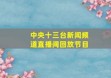 中央十三台新闻频道直播间回放节目