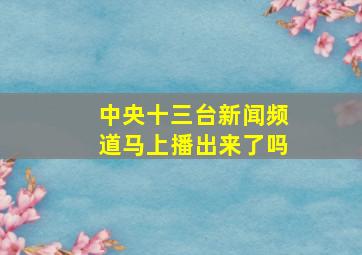 中央十三台新闻频道马上播出来了吗