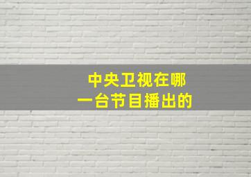 中央卫视在哪一台节目播出的