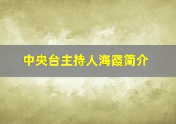 中央台主持人海霞简介