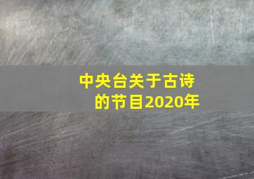 中央台关于古诗的节目2020年