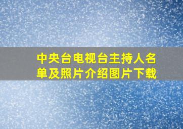 中央台电视台主持人名单及照片介绍图片下载