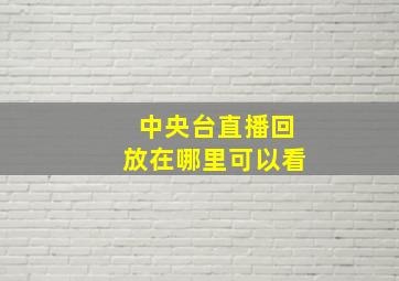 中央台直播回放在哪里可以看