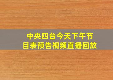 中央四台今天下午节目表预告视频直播回放