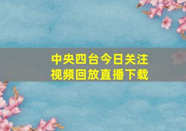 中央四台今日关注视频回放直播下载