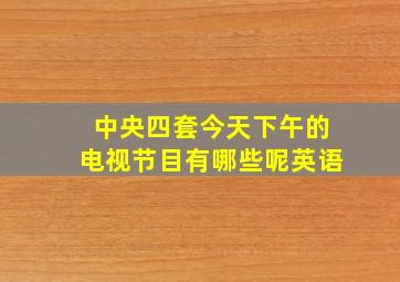 中央四套今天下午的电视节目有哪些呢英语