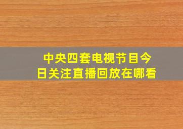 中央四套电视节目今日关注直播回放在哪看