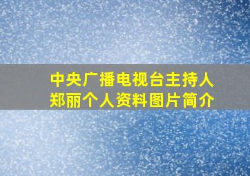 中央广播电视台主持人郑丽个人资料图片简介