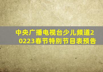 中央广播电视台少儿频道20223春节特别节目表预告