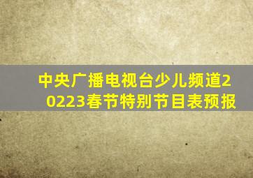 中央广播电视台少儿频道20223春节特别节目表预报