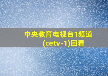 中央教育电视台1频道(cetv-1)回看