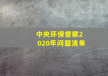 中央环保督察2020年问题清单