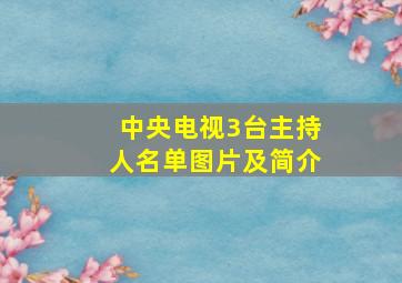 中央电视3台主持人名单图片及简介