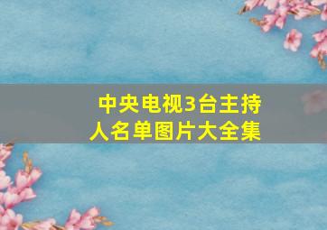 中央电视3台主持人名单图片大全集