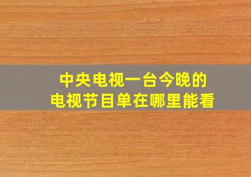 中央电视一台今晚的电视节目单在哪里能看