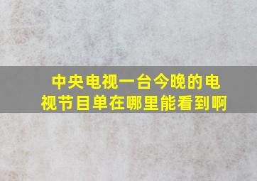 中央电视一台今晚的电视节目单在哪里能看到啊