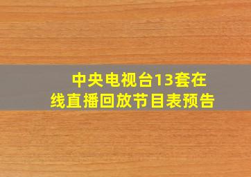 中央电视台13套在线直播回放节目表预告