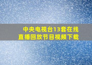 中央电视台13套在线直播回放节目视频下载