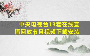 中央电视台13套在线直播回放节目视频下载安装