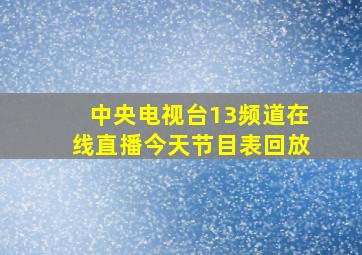 中央电视台13频道在线直播今天节目表回放