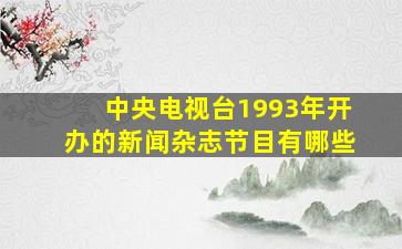 中央电视台1993年开办的新闻杂志节目有哪些