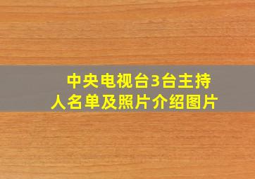 中央电视台3台主持人名单及照片介绍图片