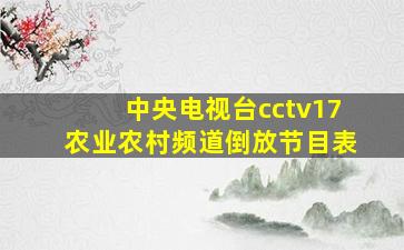 中央电视台cctv17农业农村频道倒放节目表