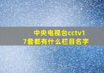 中央电视台cctv17套都有什么栏目名字