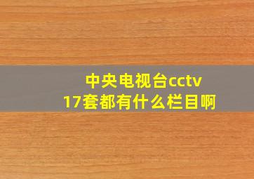 中央电视台cctv17套都有什么栏目啊