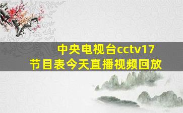 中央电视台cctv17节目表今天直播视频回放