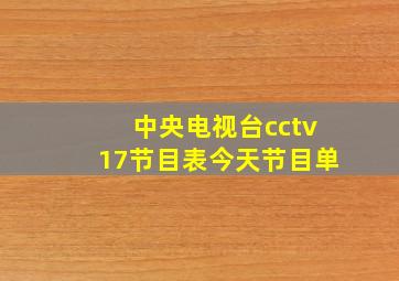 中央电视台cctv17节目表今天节目单