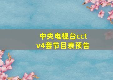 中央电视台cctv4套节目表预告