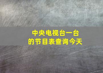 中央电视台一台的节目表查询今天