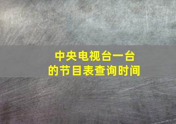 中央电视台一台的节目表查询时间