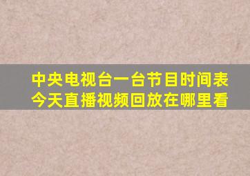 中央电视台一台节目时间表今天直播视频回放在哪里看