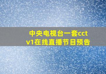 中央电视台一套cctv1在线直播节目预告