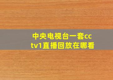 中央电视台一套cctv1直播回放在哪看