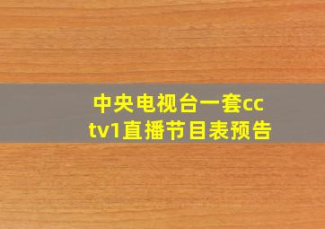 中央电视台一套cctv1直播节目表预告