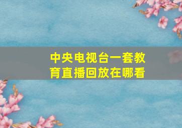 中央电视台一套教育直播回放在哪看