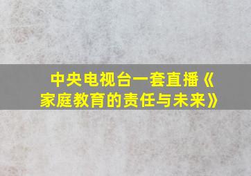 中央电视台一套直播《家庭教育的责任与未来》